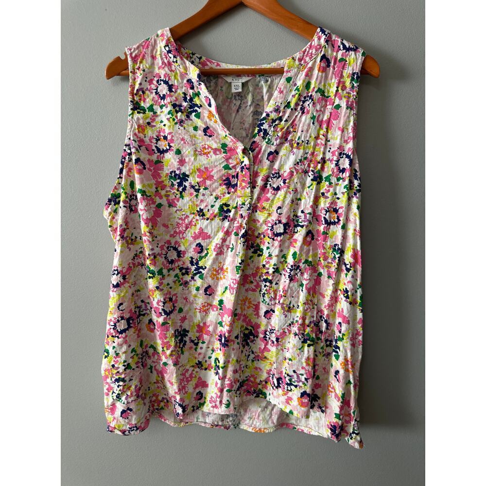Crown & Ivy Women’s Sleeveless Floral Blouse – Multicolor – Size XXL